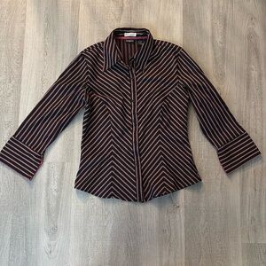 Tangents 3/4 Sleeve Button Down Blouse